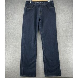 Eddie Bauer Flannel Lined Relax Jeans Men Size 34x34 Blue Denim Casual Winter